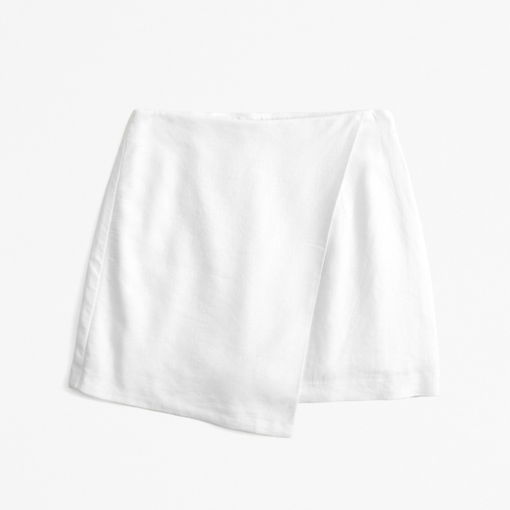 Abercrombie & Fitch Asymmetrical White linen skort